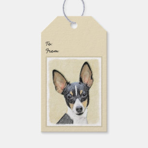 Etiqueta Para Presente Pintura de Toy Fox Terrier - Arte de Cachorro Orig
