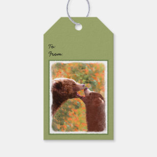 Etiqueta Para Presente Pintura em Cubo e Mãe de Urso Grizzly - Arte da Vi