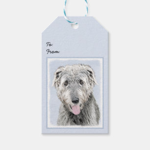 Etiqueta Para Presente Pintura em Wolfhound Irlandês - Arte Cão Origina
