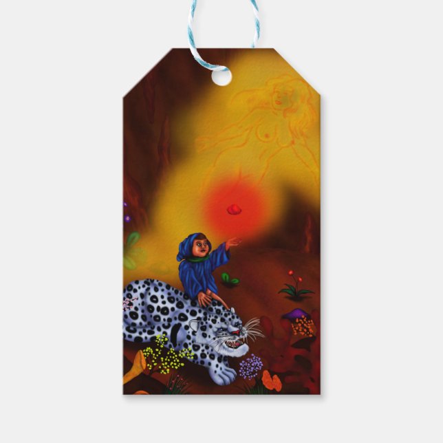 Etiqueta Para Presente Pintura Ilustração Princesa Fantasia Luz Deus (Frente)