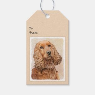 Etiqueta Para Presente Pintura Inglesa em Cocker Spaniel - Arte Original