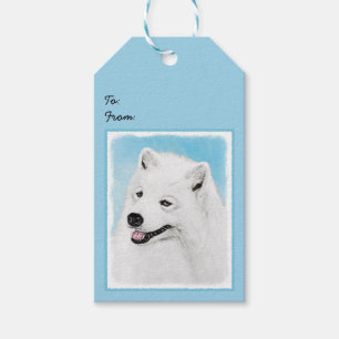 Etiqueta Para Presente Pintura Samoyed - Arte Cachorosa Original