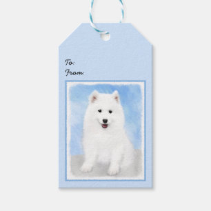 Etiqueta Para Presente Pintura Samoyed Puppy - Arte Cachorra Original
