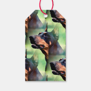 Etiqueta Para Presente Pintura sonhadora da cara do Pinscher do Doberman