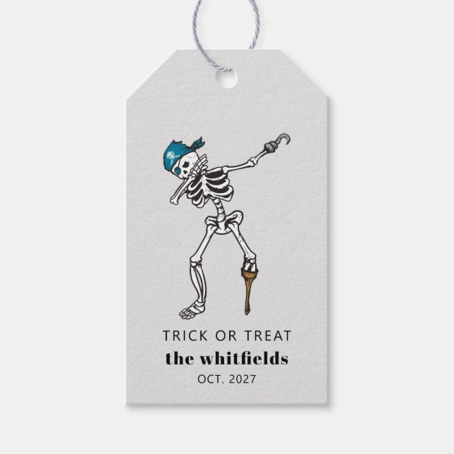 Etiqueta Para Presente Pirata de Halloween de Trick ou Tratar (Frente)