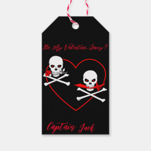 Etiqueta Para Presente Pirata do Dia dos Namorados Jolly Roger