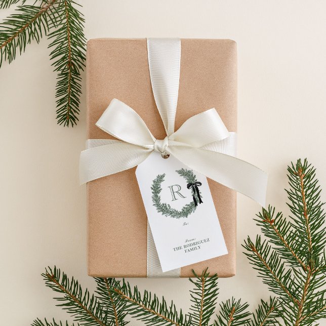 Etiqueta Para Presente Piso de Ferida do Monograma Clássico (Criador carregado)