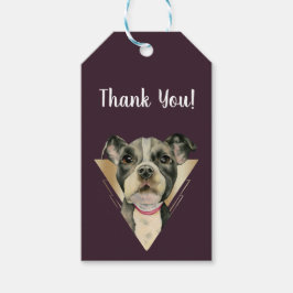 Etiqueta Para Presente Pit Bull Puppy Dog Dourado Obrigado