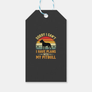 Etiqueta Para Presente Pitbull Planeja Amante de Cachorro Vintage Sunset