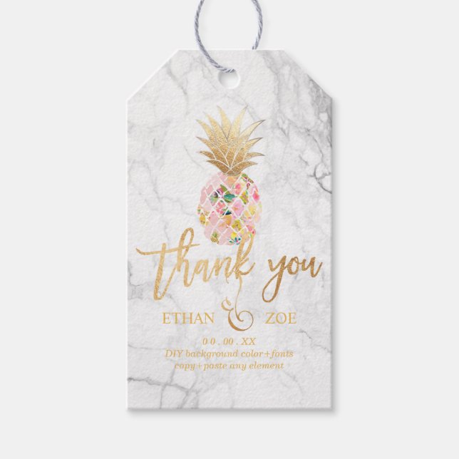 Etiqueta Para Presente PixDezines Aloha Ananás/Marble (Frente)