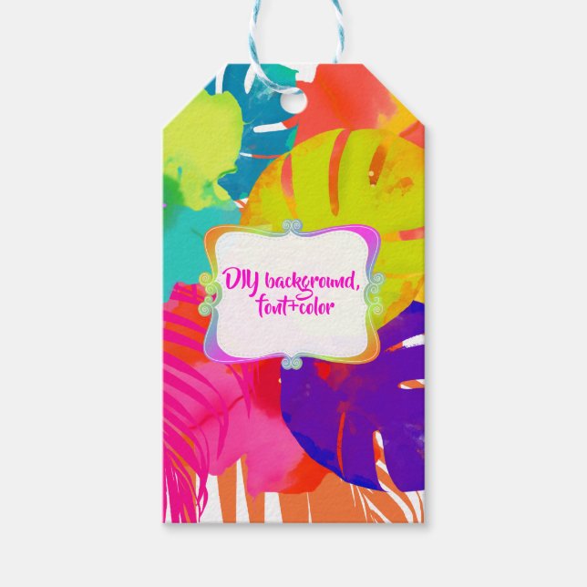 ETIQUETA PARA PRESENTE PIXDEZINES BALI KAI, FLORAL TROPICAL+FOLHAGEM (Frente)