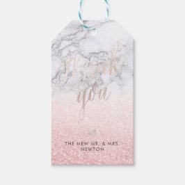 Etiqueta Para Presente PixDezines Blush Snow Bokeh+Marble Obrigado