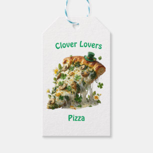 Etiqueta Para Presente Pizza Amantes de Trevo Dia de São Patrício