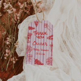 Etiqueta Para Presente Pizza Vermelha Desenhada à Mão Chá de fraldas Roxo