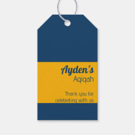 Etiqueta Para Presente Placa de cor sólida amarela azul, Chá de fraldas A