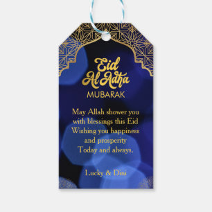Etiqueta Para Presente Placa de Férias Plana Eid Al Adha Ouro Mandala
