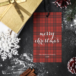 Etiqueta Para Presente Plaid Clássico Feliz Natal Festivo -