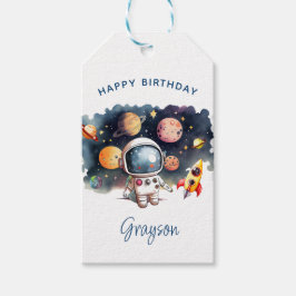 Etiqueta Para Presente Planetas do Espaço Sideral Feliz Aniversário