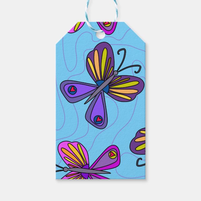 Etiqueta Para Presente Playful Butterflies (Frente)