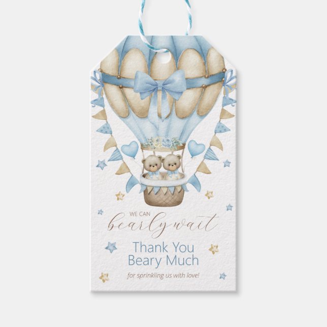 Etiqueta Para Presente Podemos Esperar Um Garoto Gêmeo Espelhar Obrigado (Frente)