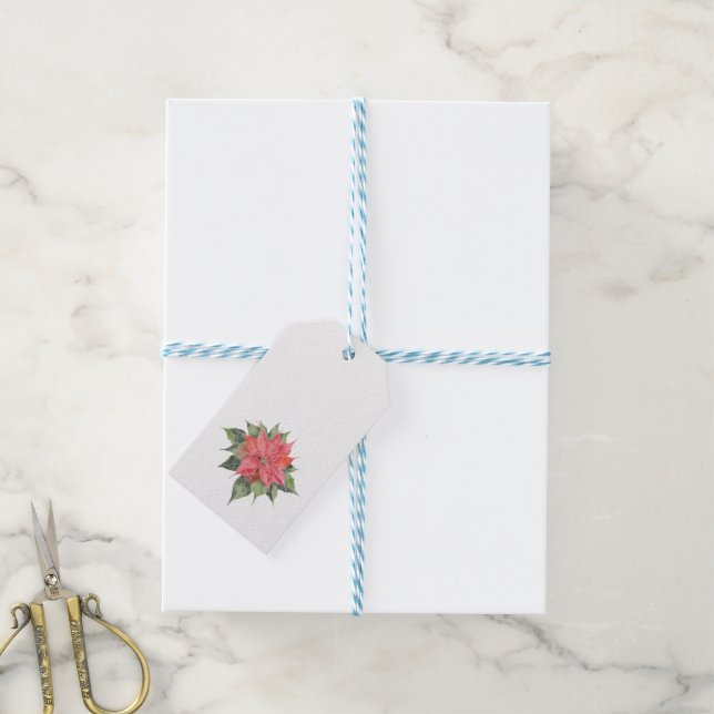 Etiqueta Para Presente Poinsettia (Com cordão)