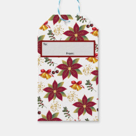 Etiqueta Para Presente Poinsettia Cherry Bells Natal