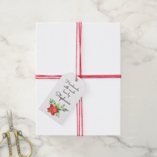 Etiqueta Para Presente Poinsettia Feito à Mão com Amor Nome Natal