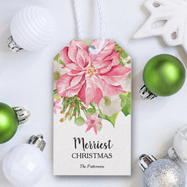 Etiqueta Para Presente Poinsettia Feriado Floral de Natal