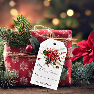 Etiqueta Para Presente Poinsettia spray Natal personalizado