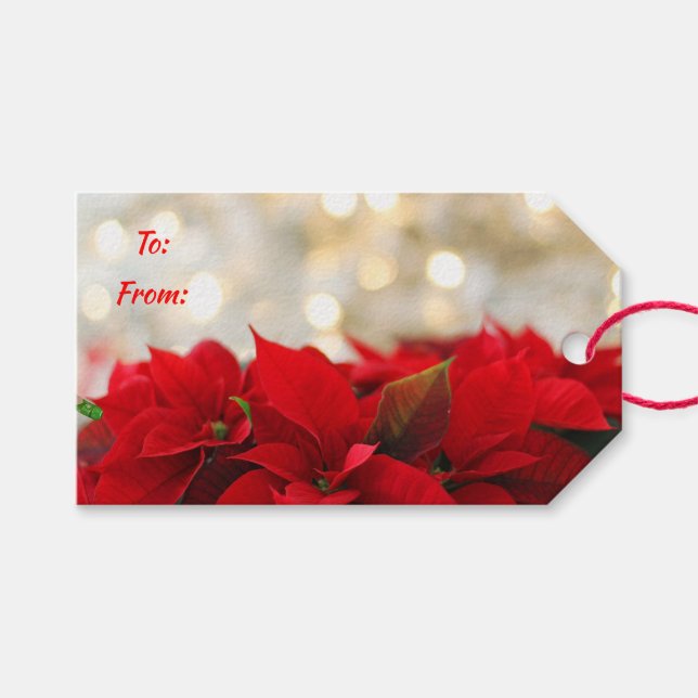 Etiqueta Para Presente Poinsettias (Frente (horizontal))