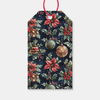 Etiqueta Para Presente Poinsettias and Ornaments