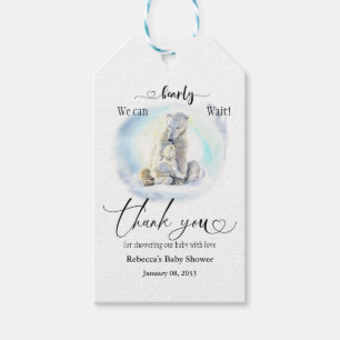 Etiqueta Para Presente Polar Bear Winter Barly Wait Chá de fraldas Favor