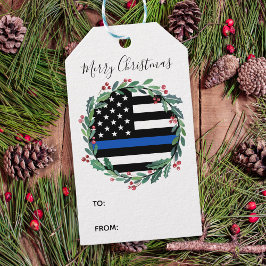Etiqueta Para Presente Policial Thin Blue Line Natal