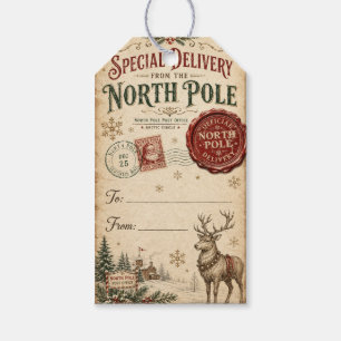 Etiqueta Para Presente Pólo Norte Vintage Entrega Oficial Papai Noel
