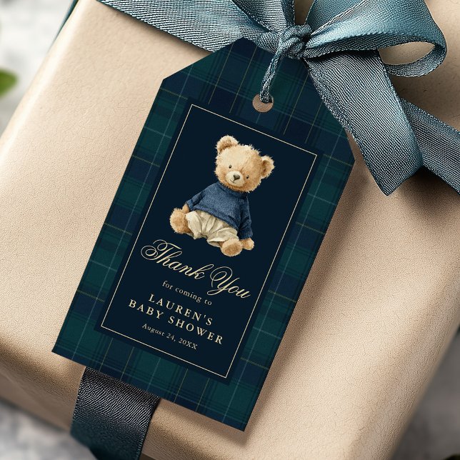 Etiqueta Para Presente Polo Teddy Bear Baby Shower Thank You (Criador carregado)