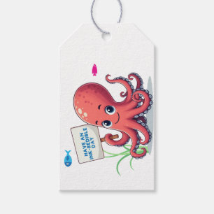 Etiqueta Para Presente Polvo de desenho animado com peixe