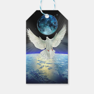 Etiqueta Para Presente Pomba da paz sobre o nascer do sol da terra do