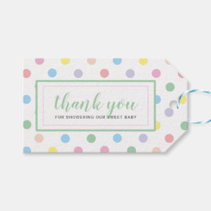 Etiqueta Para Presente Pontos Polka Pastel Suave Obrigada Chá de Bebê