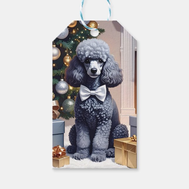 Etiqueta Para Presente Poodle Christmas (Frente)