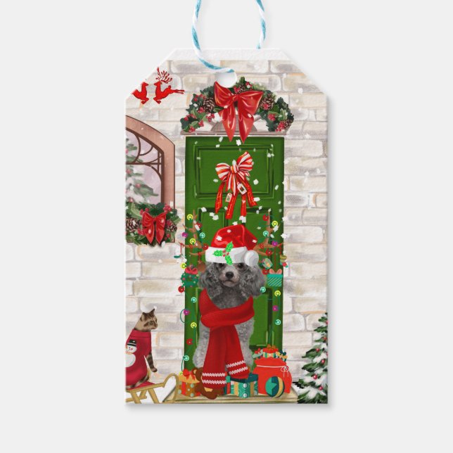Etiqueta Para Presente Poodle Christmas (Frente)
