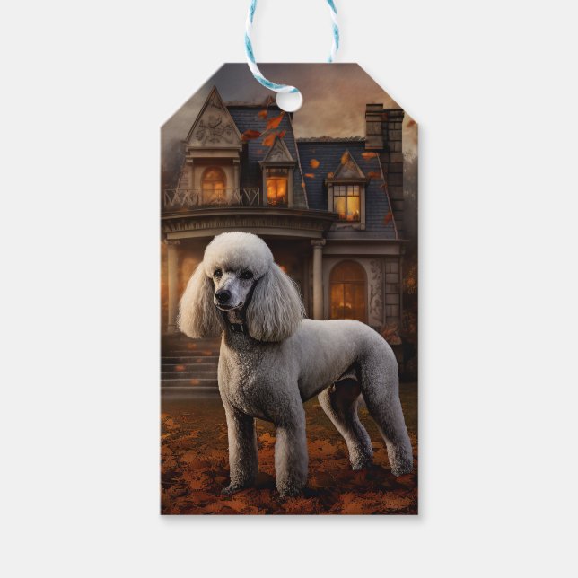 Etiqueta Para Presente Poodle Halloween Scary (Frente)