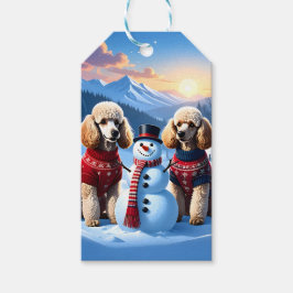 Etiqueta Para Presente Poodles e Snowman no Natal