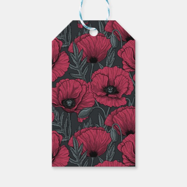 Etiqueta Para Presente Poppies em Viva Magenta (Frente)
