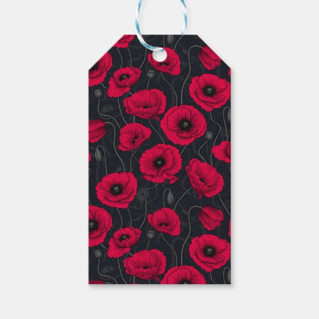 Etiqueta Para Presente Poppies vermelhos (Frente)
