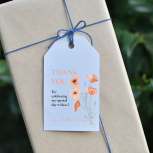 Etiqueta Para Presente Poppy Orange Flower Weding Obrigado