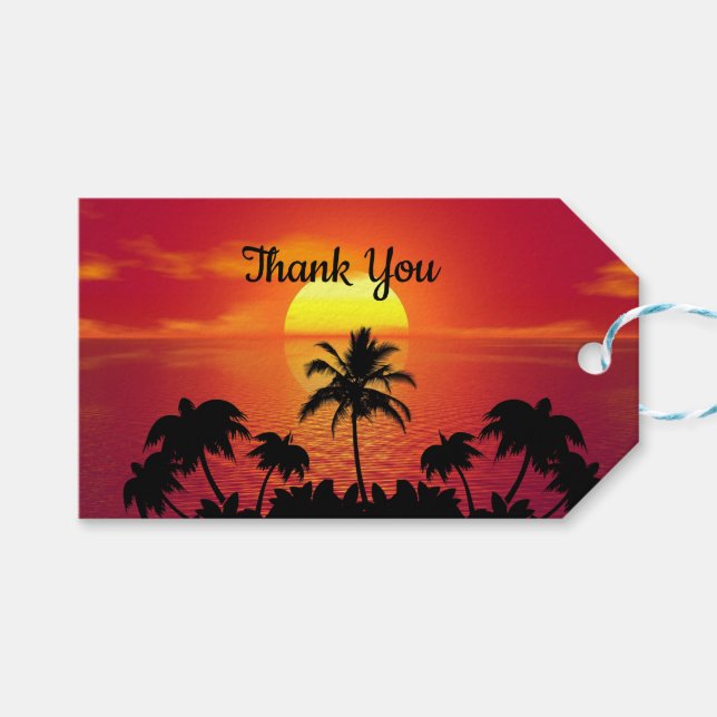 Etiqueta Para Presente Pôr do sol tropical (Frente (horizontal))