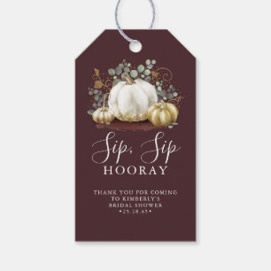 Etiqueta Para Presente Porco branco e Dourado de Pumpkin Fall Sip Hooray