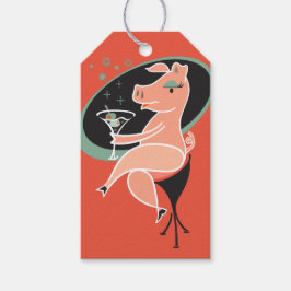 Etiqueta Para Presente Porco com Martini