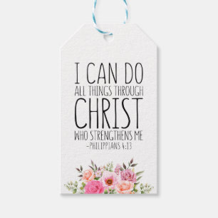 Etiqueta Para Presente Posso Fazer Tudo Através Do Cristo, Philippians 4