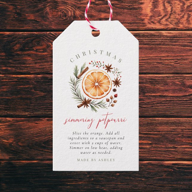Etiqueta Para Presente Pote de Potpourri de Natal (Criador carregado)